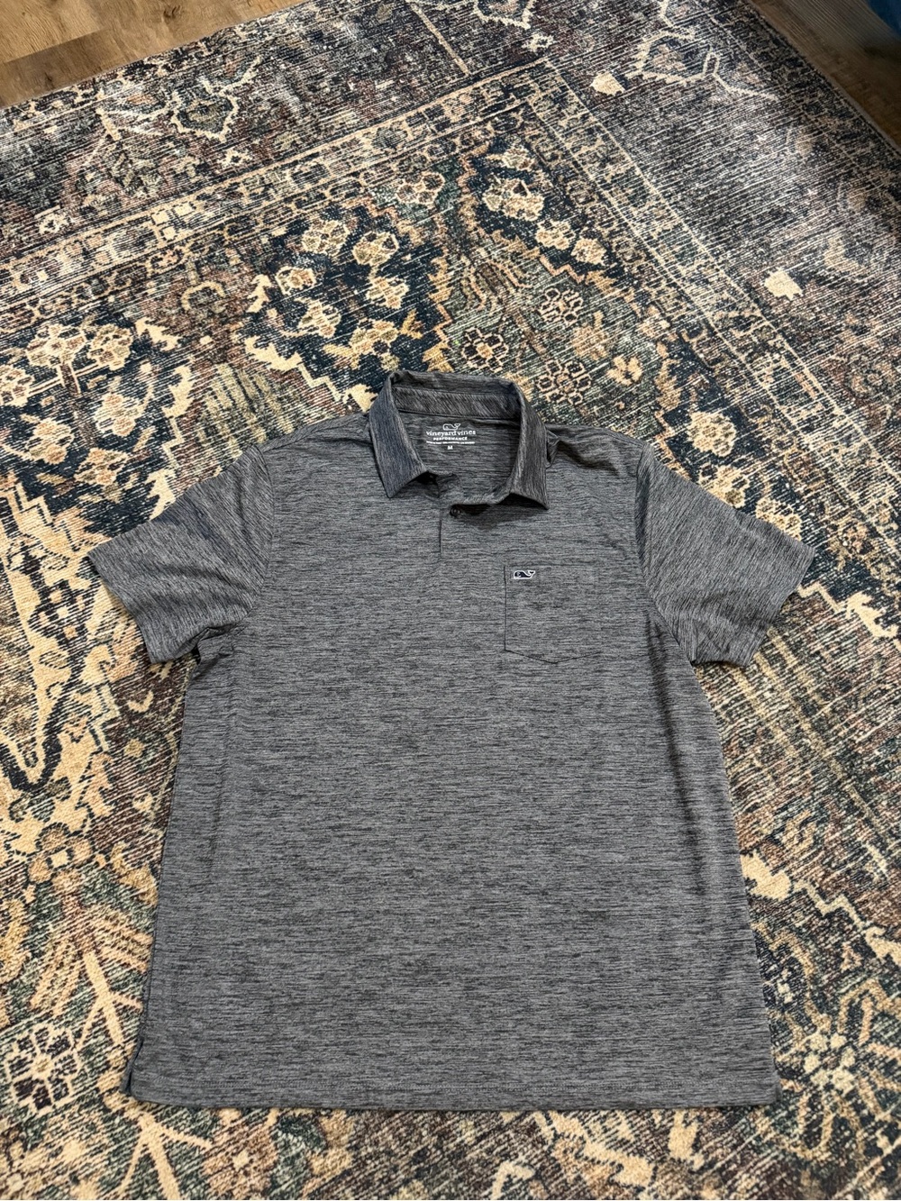 Vineyard Vines Men's Heather Gray Performance Polo
